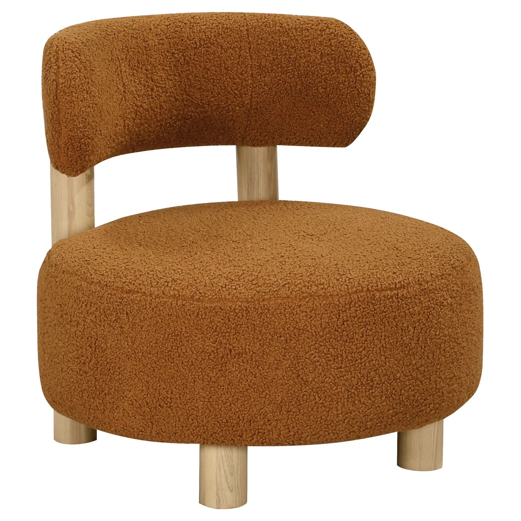 Zonie Boucle Upholstered Barrel Back Accent Chair Orange by Unique Piece Furniture