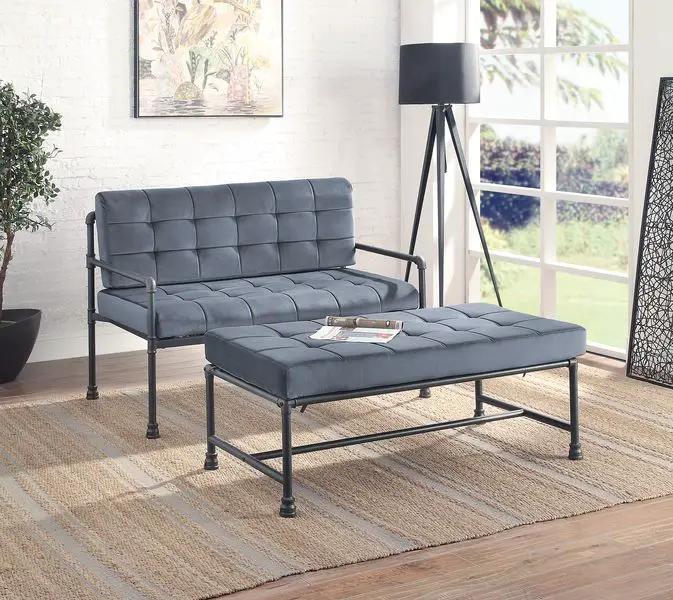 Brantley - Bench - Gray Velvet & Sandy Gray by Unique Piece Furniture
