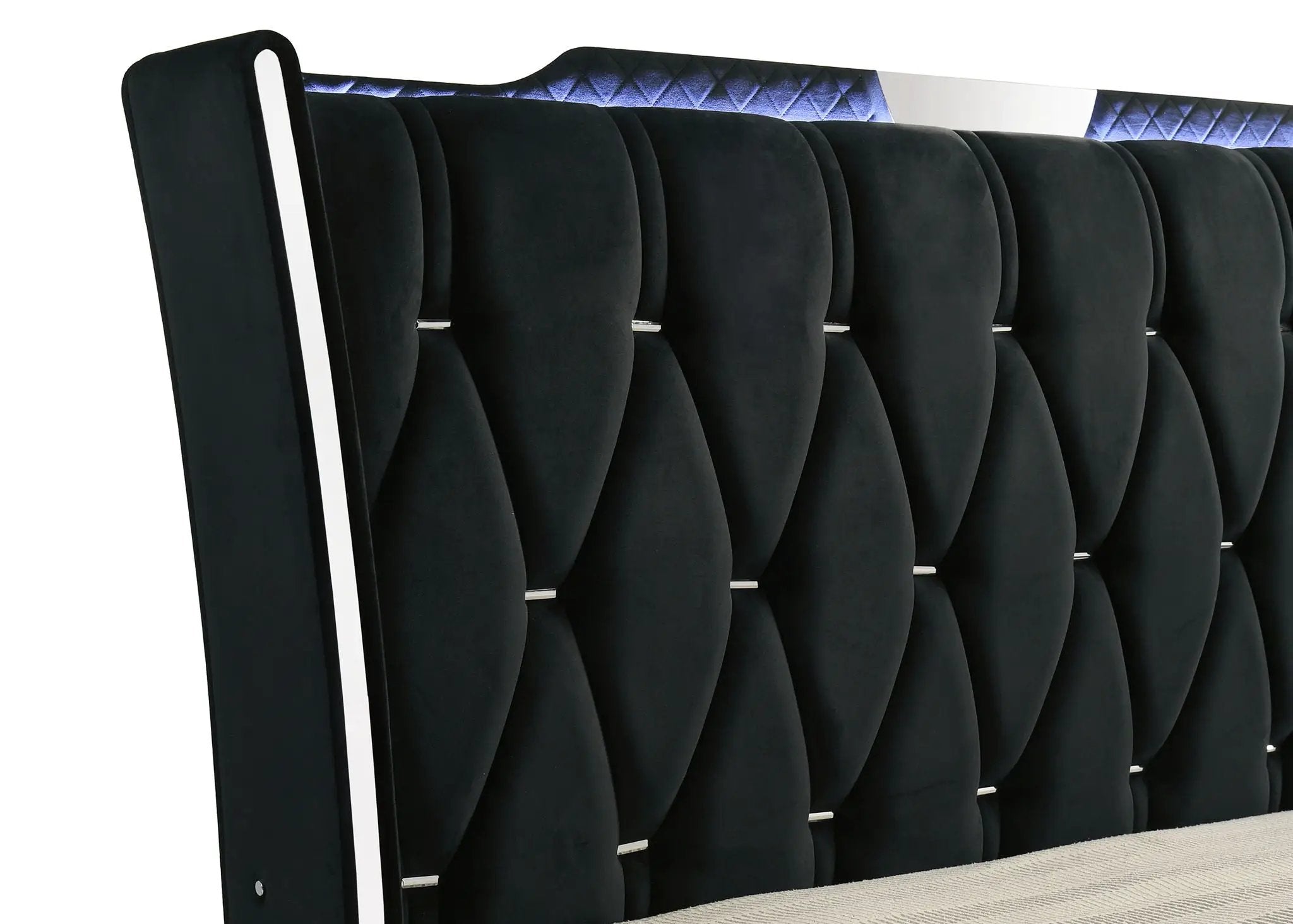 Lorient California King LED Upholstered Bed Black