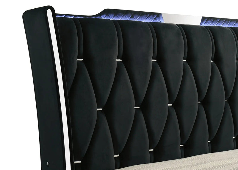 Lorient California King LED Upholstered Bed Black