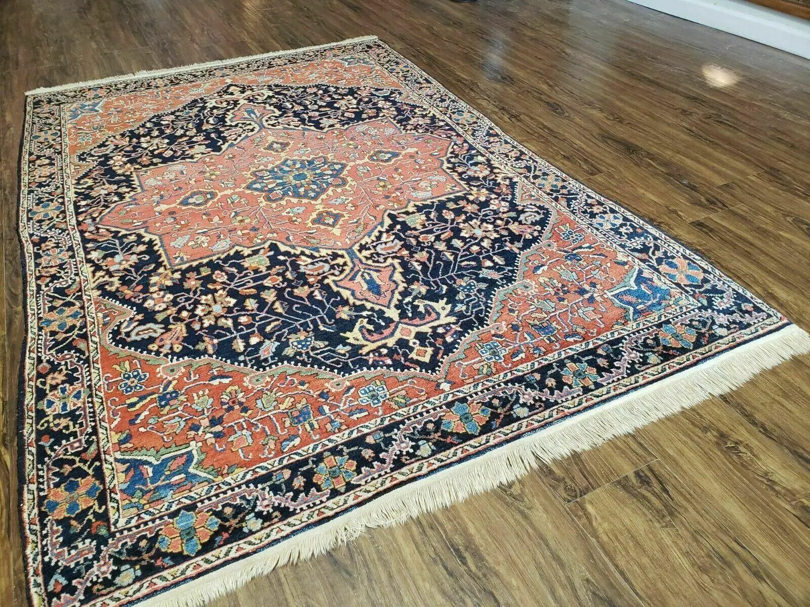 4.5' X 6.5' Handmade Antique Fine Indian Wool Rug Carpet Red by Jewel Rugs