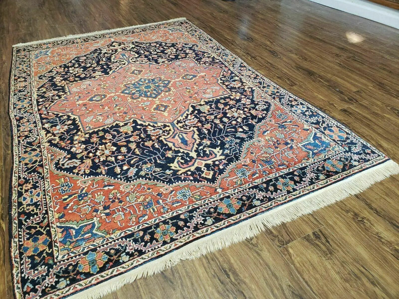 4.5' X 6.5' Handmade Antique Fine Indian Wool Rug Carpet Red by Jewel Rugs