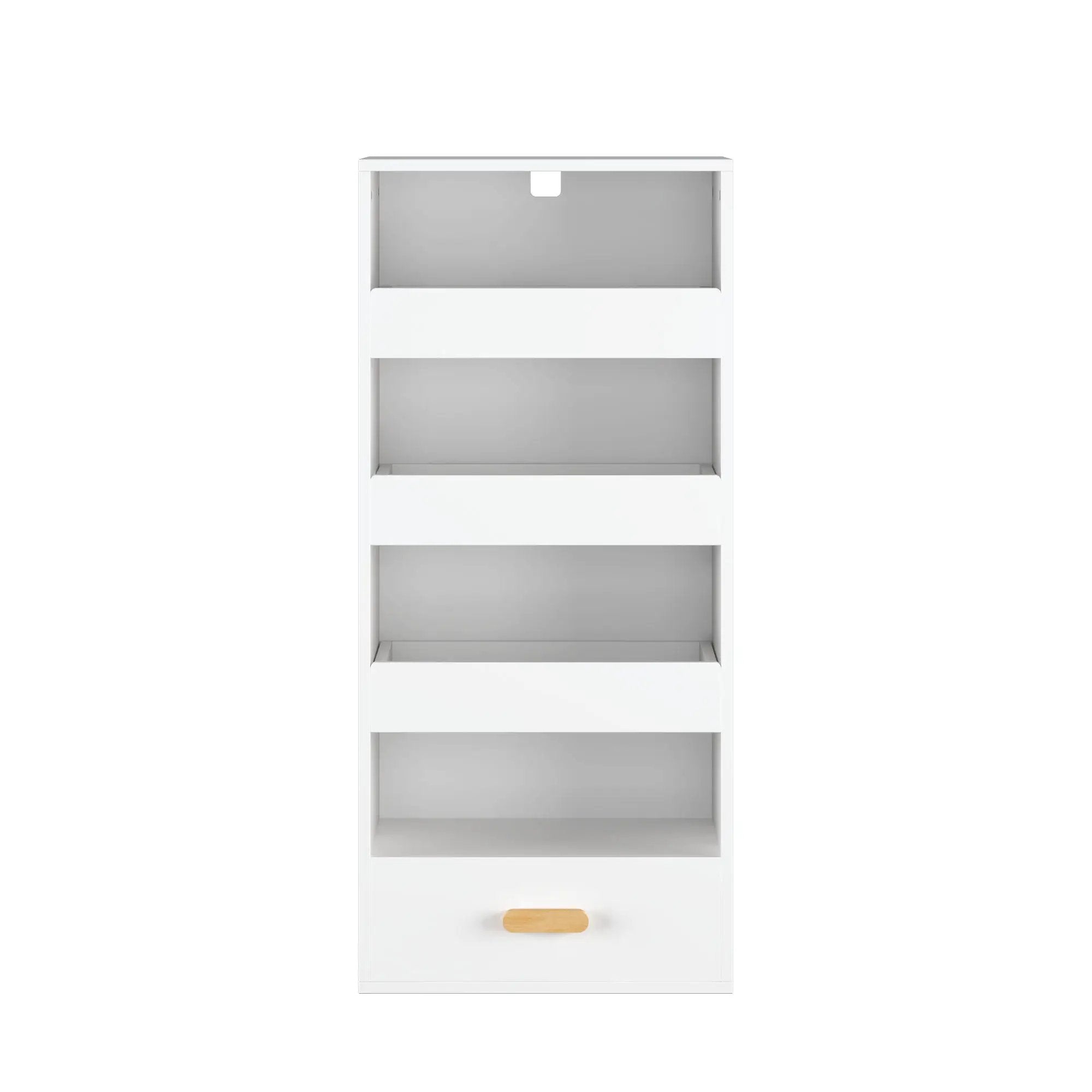4 Tier Freestanding Bookshelf With 3 Sliding Drawers And 1 Bottom Drawer - White by Unique Piece Furniture