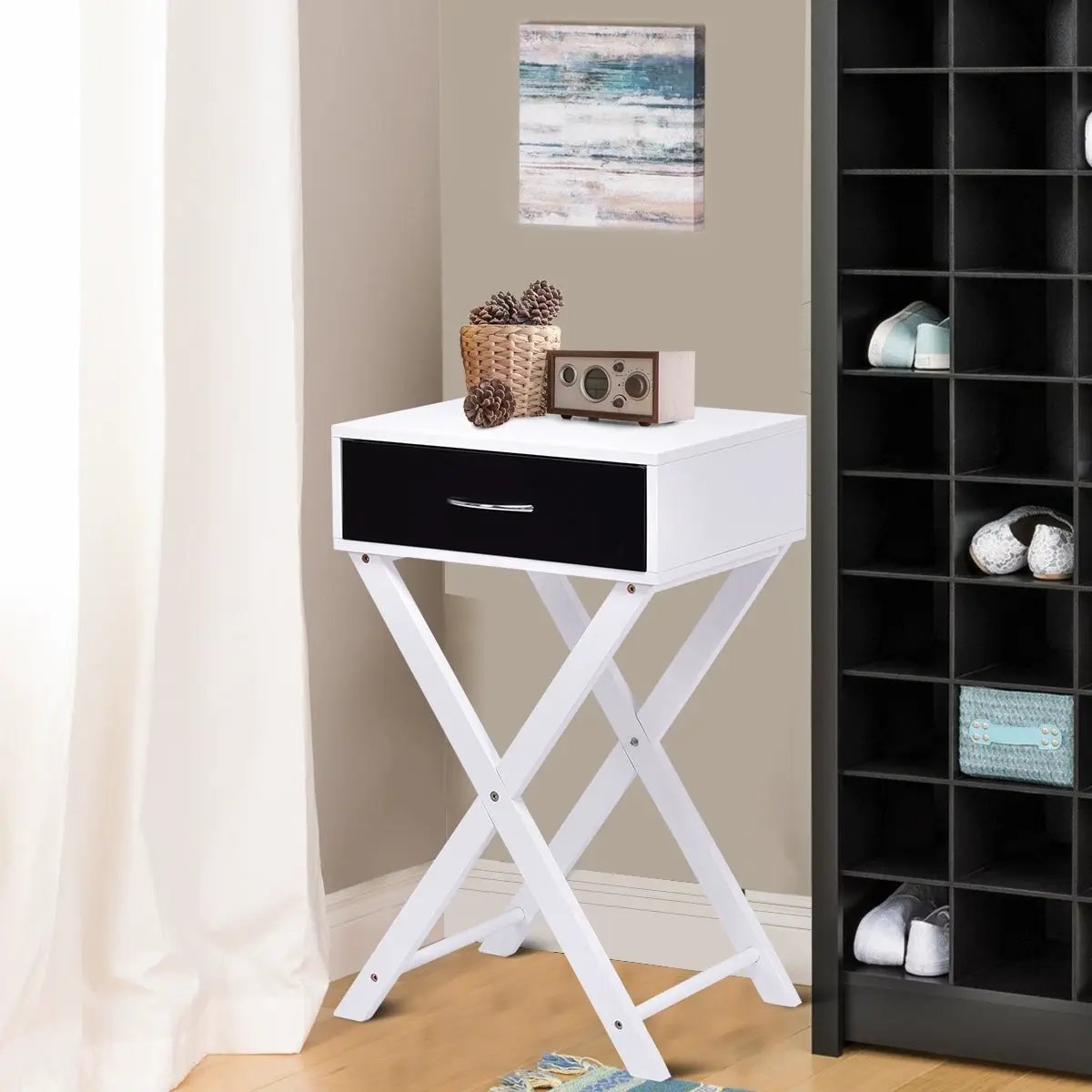 Modern X-Shape Accent Side End Table-Black by DirectDeals