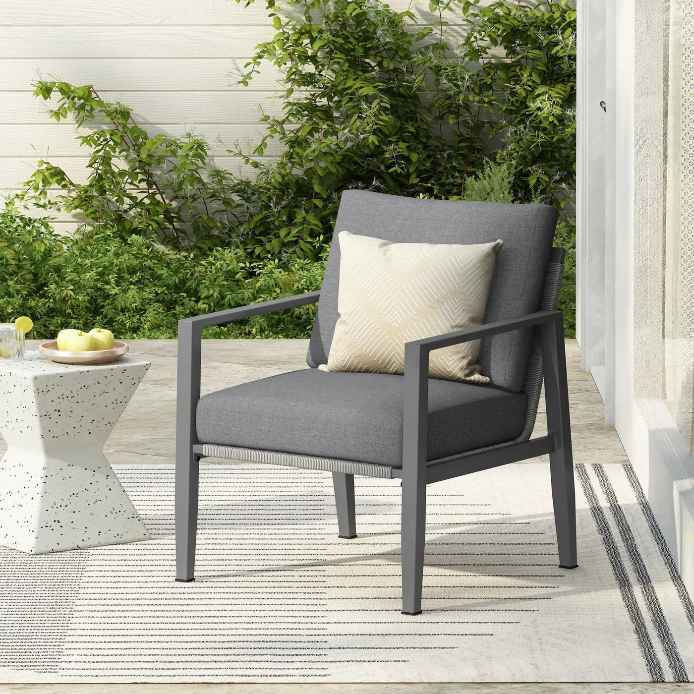 Modern Lounge Chair With Rope Accents And Cushions by HouseOfZazla