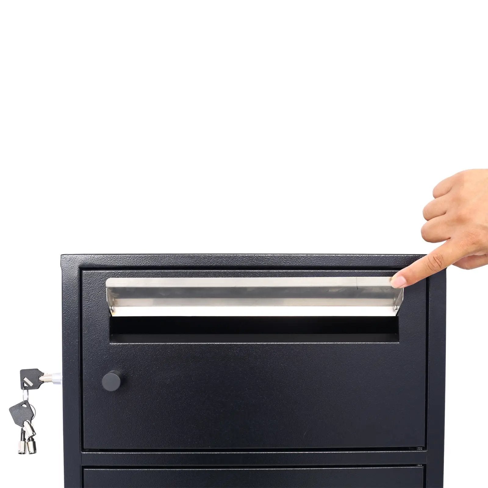 Large Steel Freestanding Floor Parcel Package Drop With Locking Letterbox Drop Mail Box With Multi Compartments - Black by Unique Piece Furniture