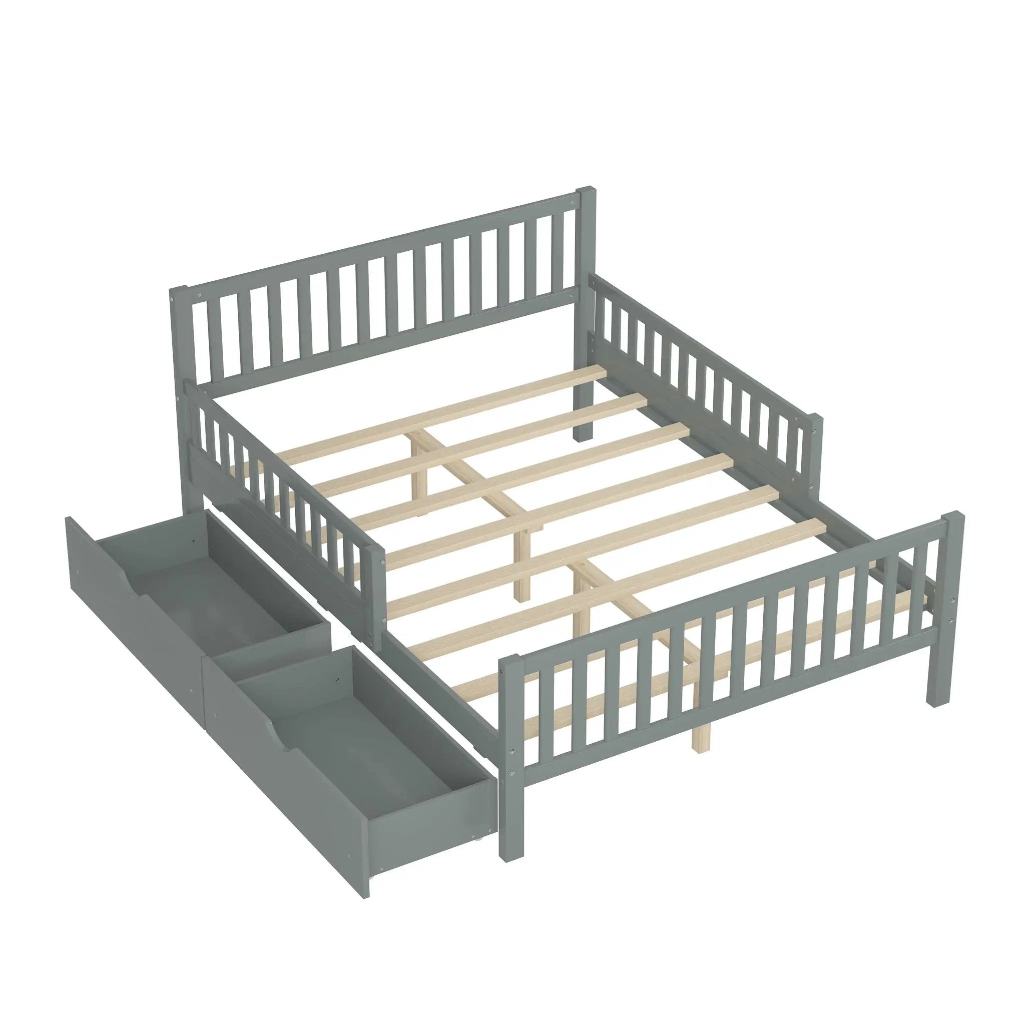 Platform Bed With Guardrails On Both Sides And 2 Storage Drawers by Unique Piece Furniture