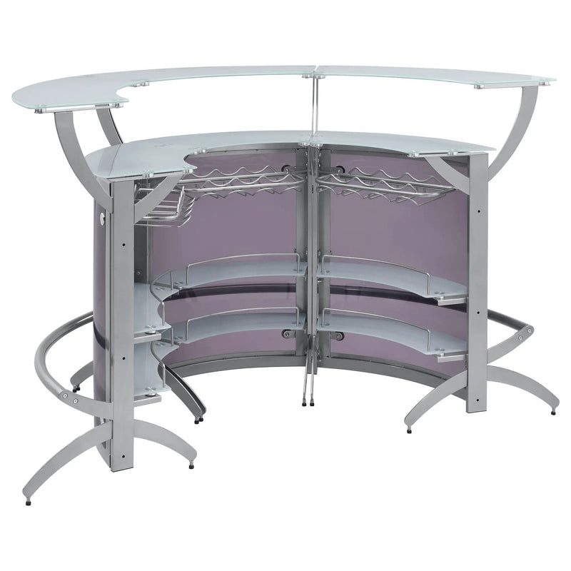 Dallas 3-piece Curved Freestanding Home Bar Cabinet Silver by Unique Piece Furniture