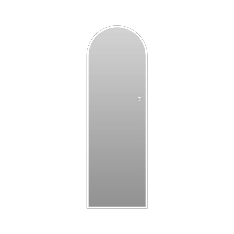 LED Full Length Wall Mirror With Symmetrical Arch Design, Dimmable 3 Color Temperature Lighting - Silver by HouseOfZazla