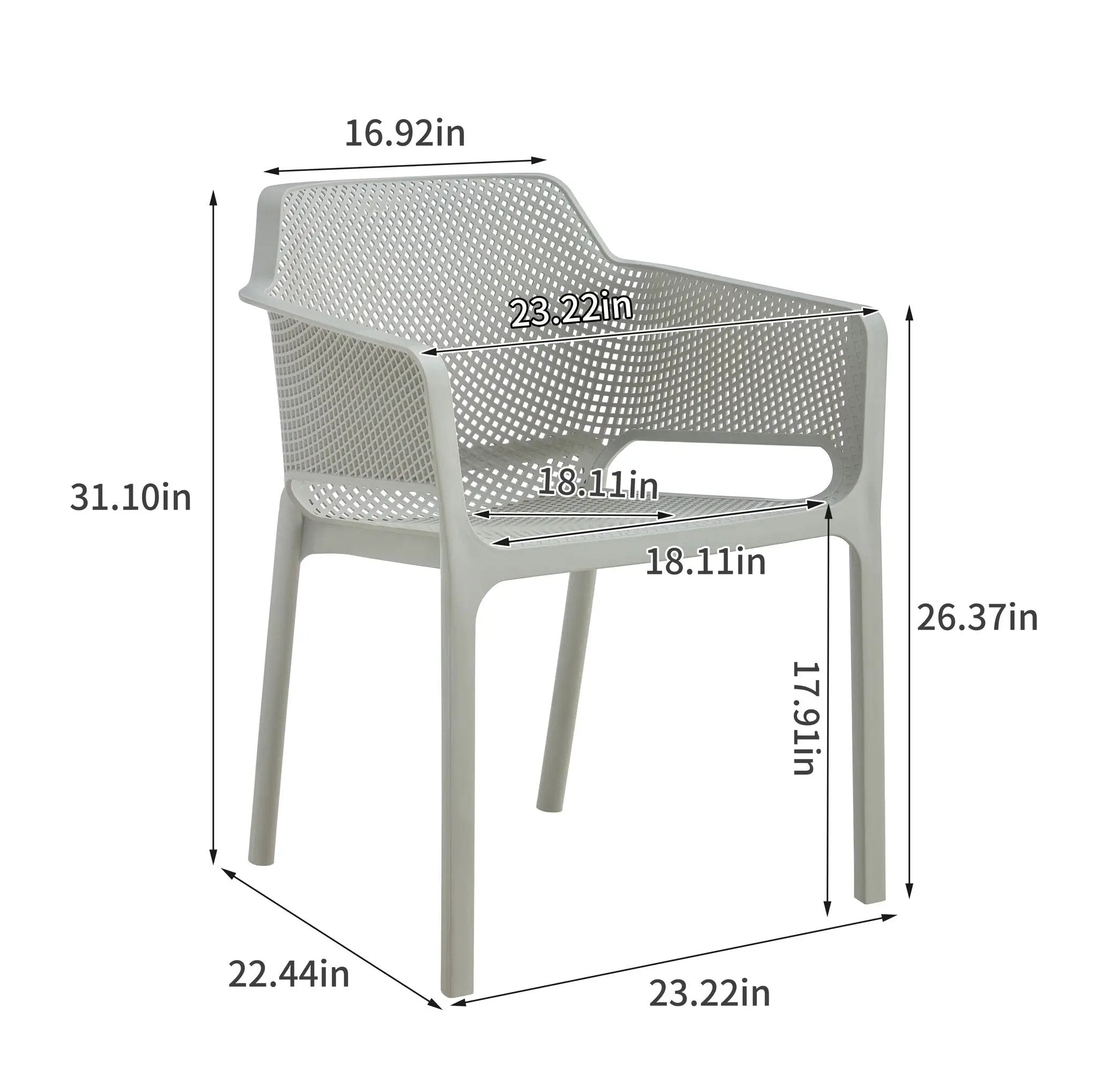 3 Piece Plastic Arm Chair Bistro Grs Premium Ocean Plastic by HouseOfZazla