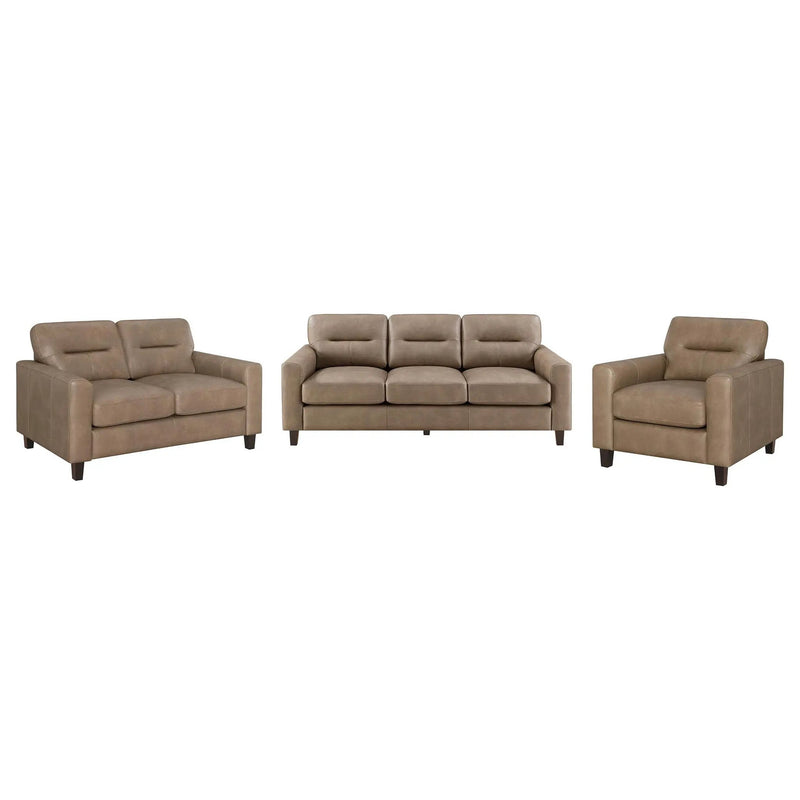 Scotland 3-piece Faux Leather Upholstered Sofa Set Brown by Unique Piece Furniture