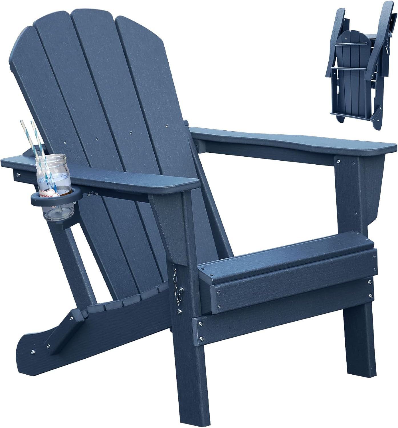 Adirondack Chair with Foldable Design and Built-In Cup Holder by HouseOfZazla