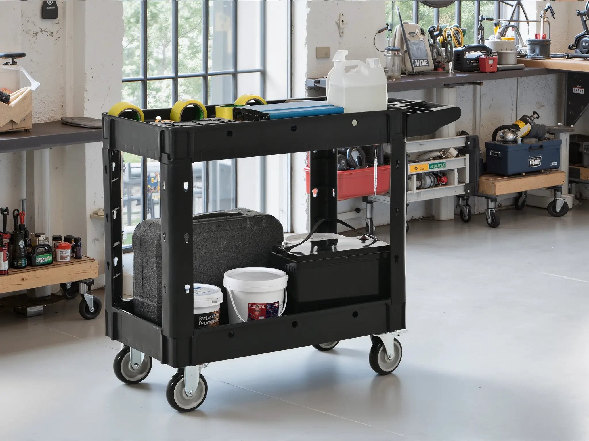 Two-Shelf Utility Cart with Wheels, 600 lbs Capacity by HouseOfZazla