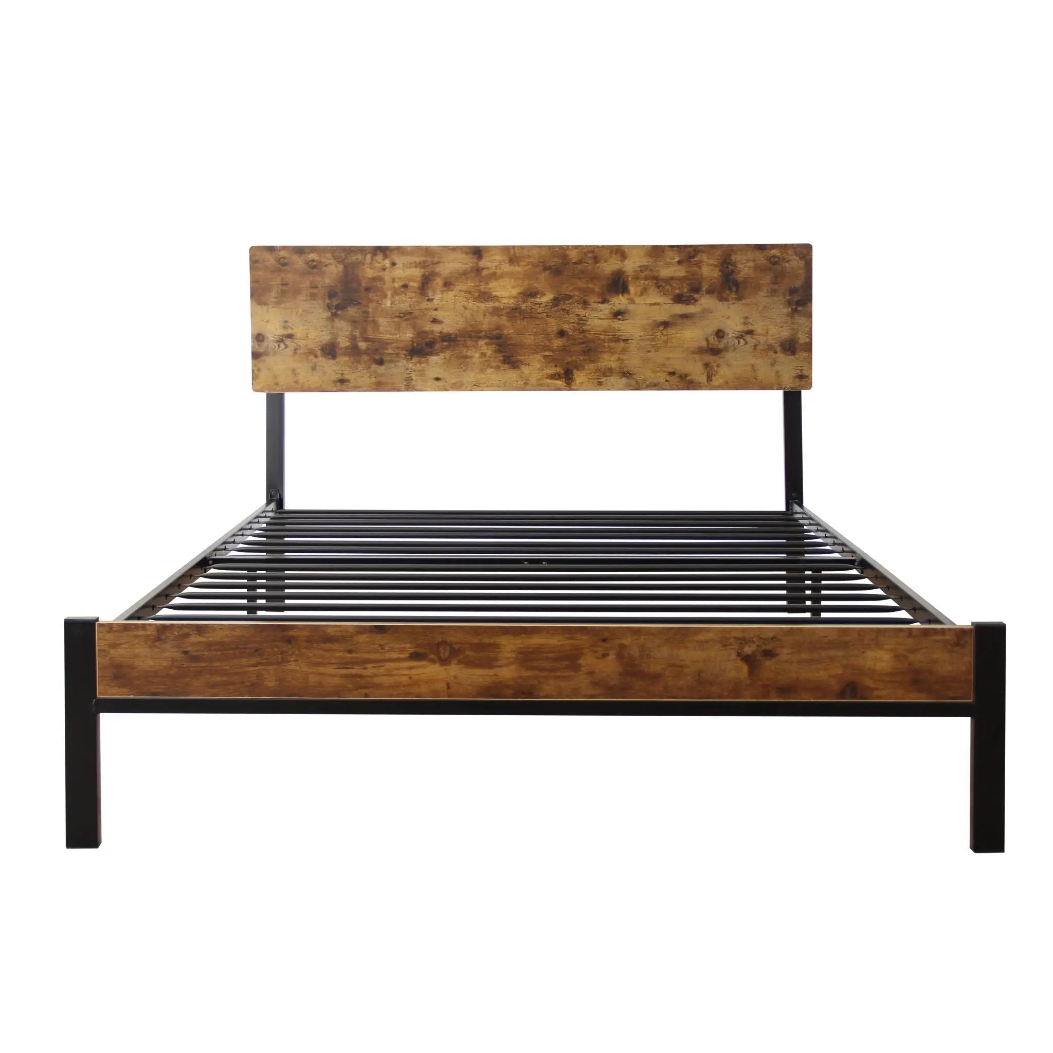 Modern Twin Size Metal Bed Frame Sturdy System Metal & Wood - Black by HouseOfZazla