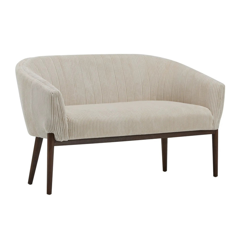 Corduroy Recessed Arm Loveseat (Beige + Walnut) by HouseOfZazla
