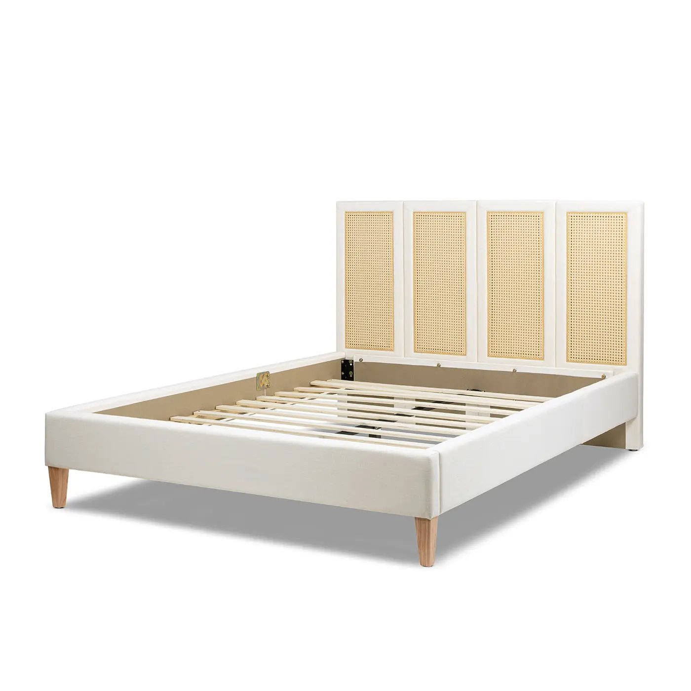 Toscana Queen Upholstered Cane Back Platform Bed by HouseOfZazla