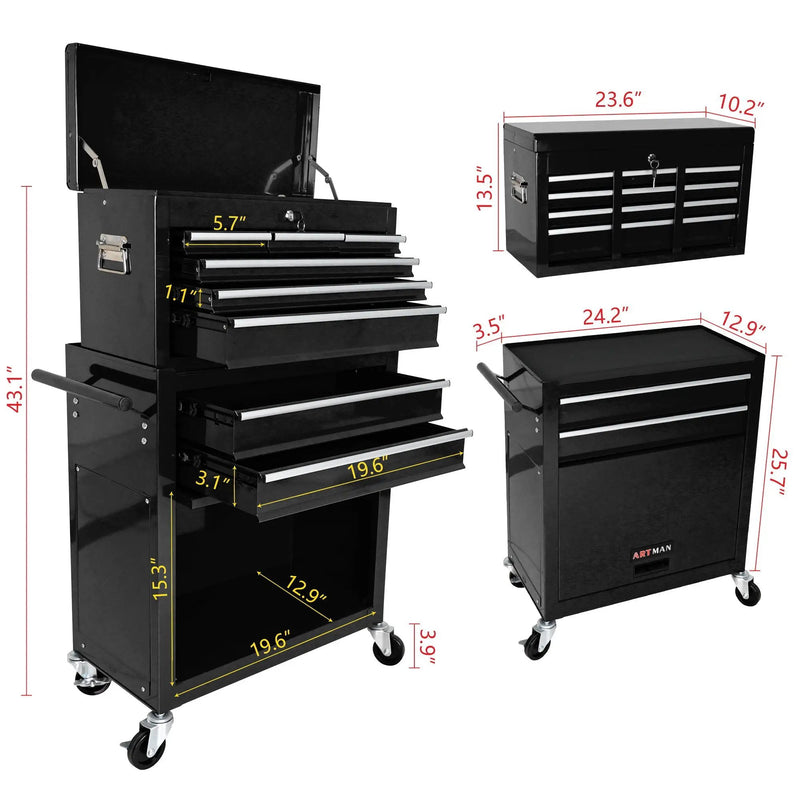 High Capacity Rolling Tool Chest With Wheels And Drawers, Storage Cabinet by HouseOfZazla