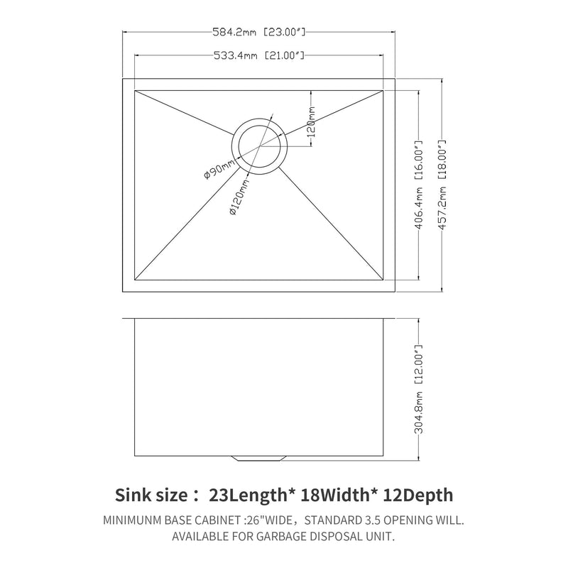 Modern Undermount Stainless Steel Kitchen Sink 16 Gauge, Deep Single Bowl by HouseOfZazla