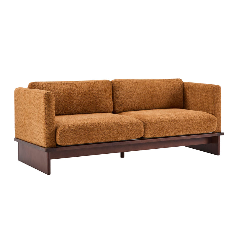 77 in. Square Arm Modern 3 Seater Boucle Sofa Upholstered Couch with Solid Wood Base by HouseOfZazla