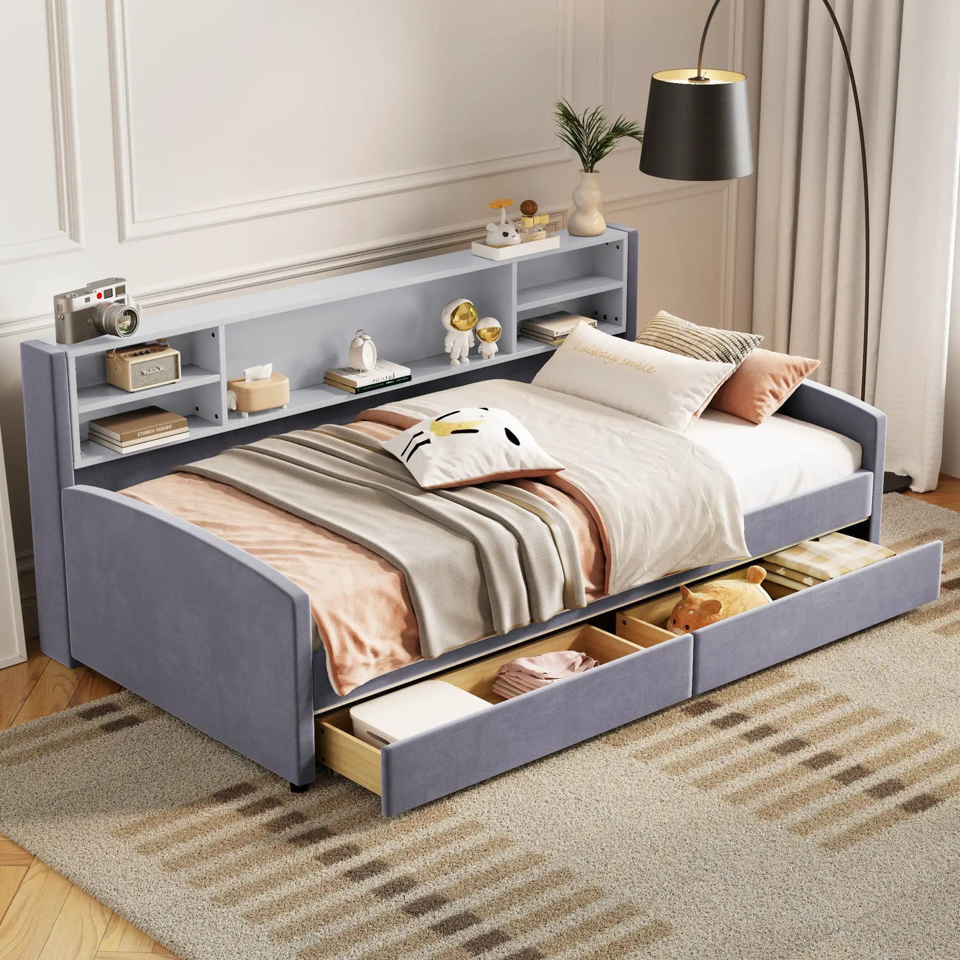 Luxurious Upholstered Platform Bed With Storage Drawers by HouseOfZazla
