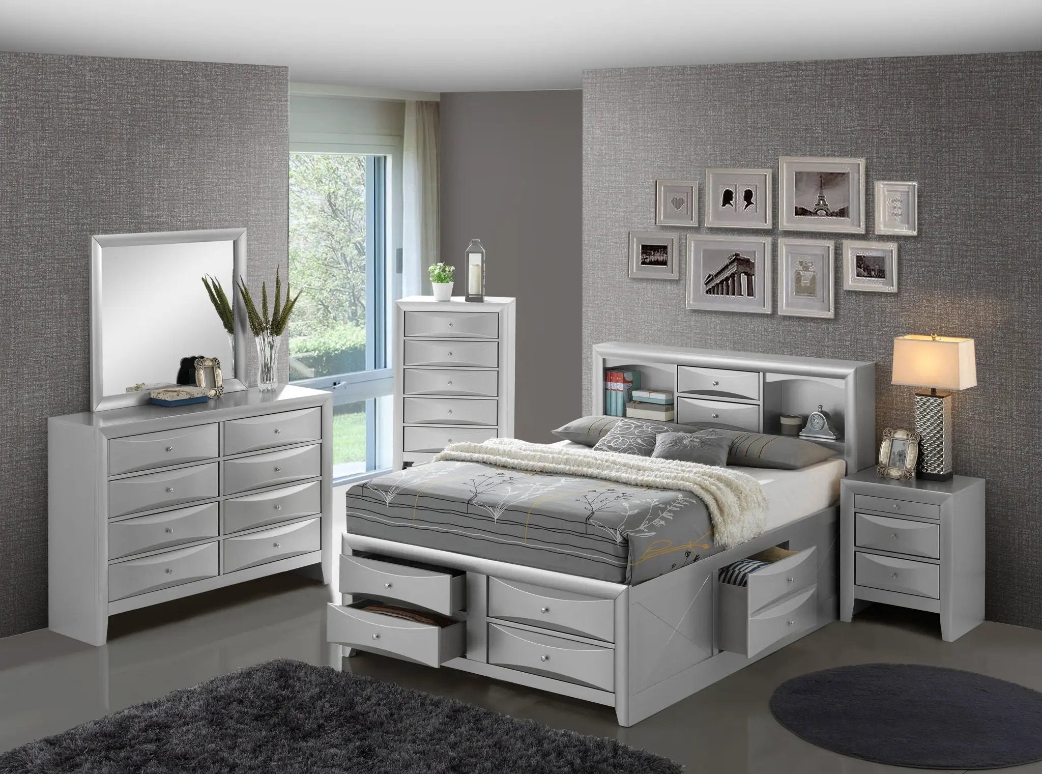 Modern Design Storage Bed With Bookcase Headboard by Unique Piece Furniture