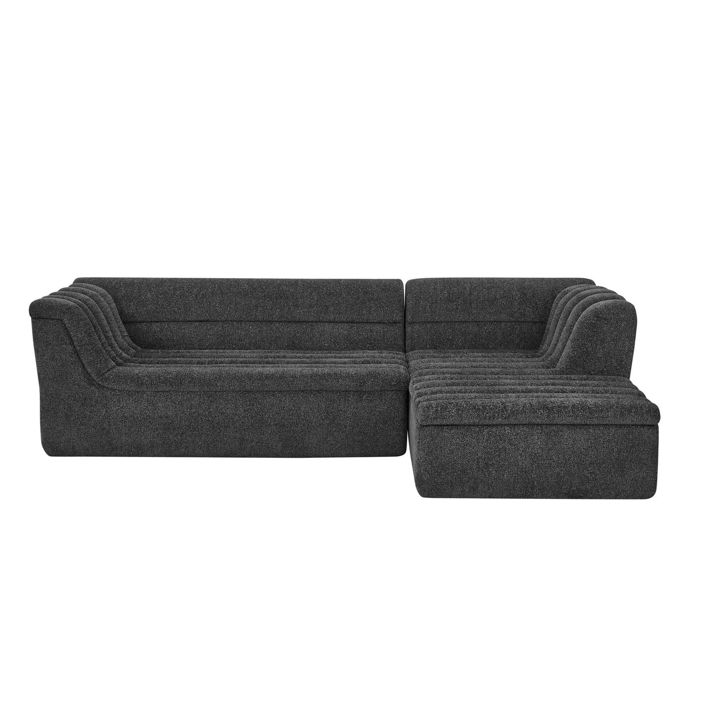 Upholstered L-Shaped Modular Sectional Sofa With Chaise, Wave-Shaped Armrest by HouseOfZazla