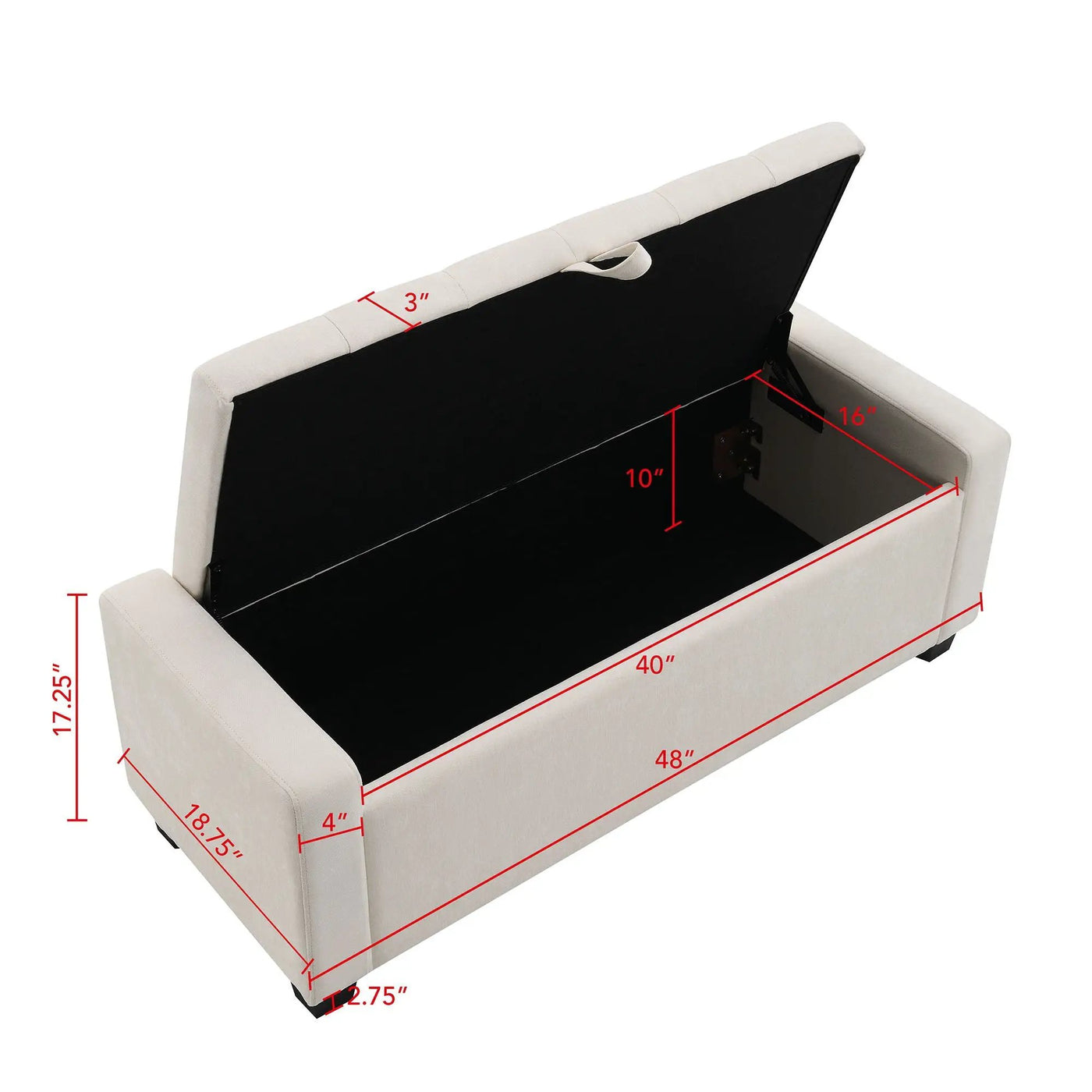 Upholstered Storage Ottoman Bench With Button Tufting And Safety Hinge by HouseOfZazla