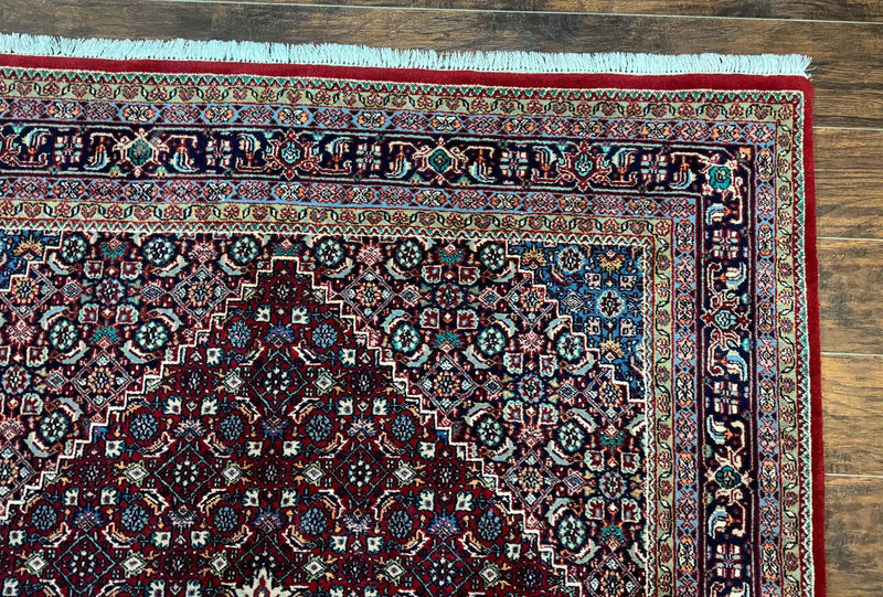 Indo Persian Bidjar Rug 6x9, Vintage Wool Handmade Carpet by Jewel Rugs