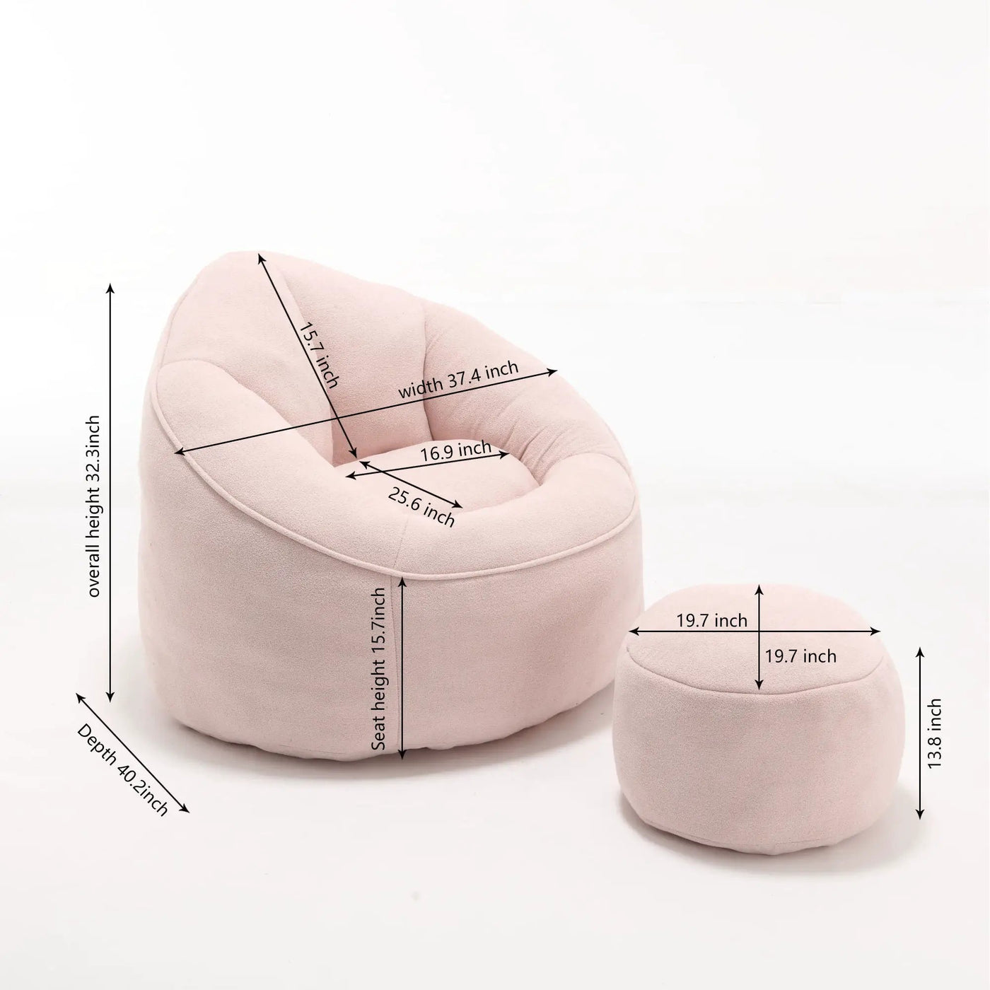 Bedding Bean Bag Sofa Chair High Pressure Foam With Footrest by HouseOfZazla
