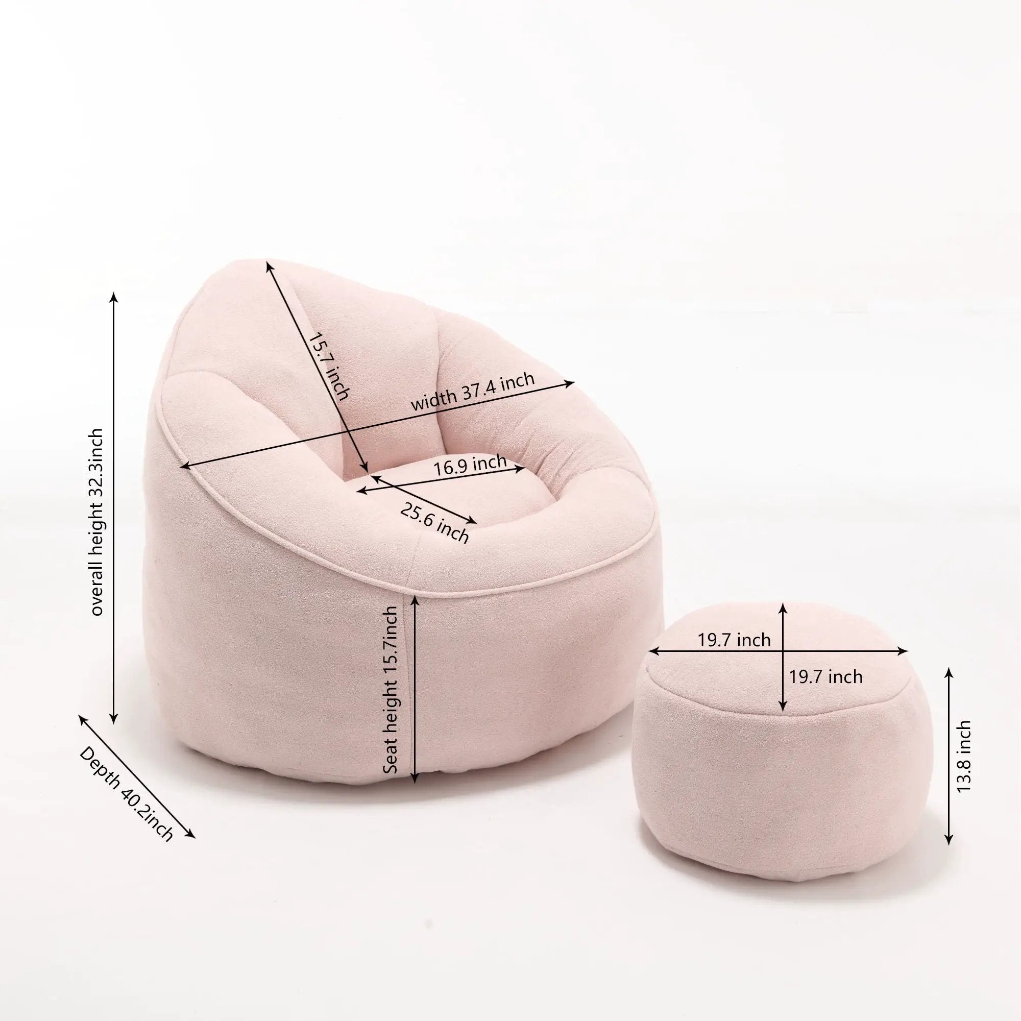 Bedding Bean Bag Sofa Chair High Pressure Foam With Footrest by HouseOfZazla