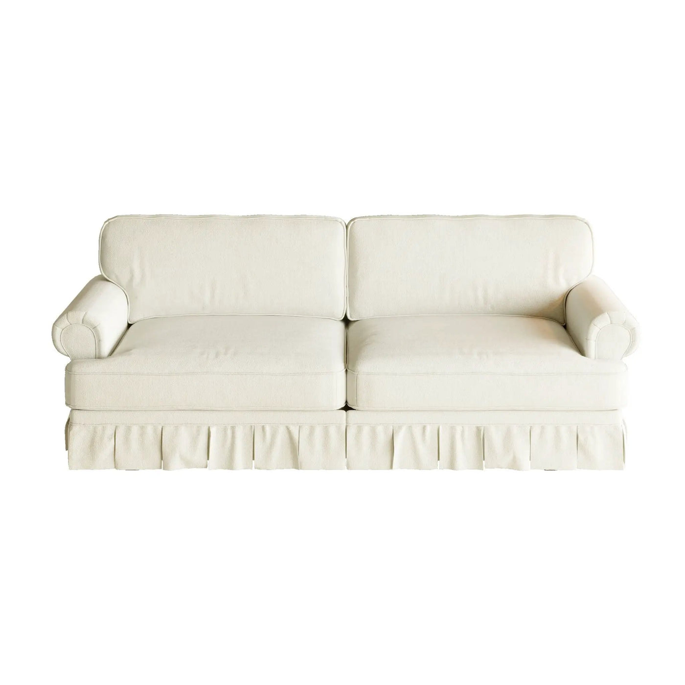 Luxuriously Comfortable Cloud Couch With Elegant Rolled Arms & Pleated Skirt Design by HouseOfZazla
