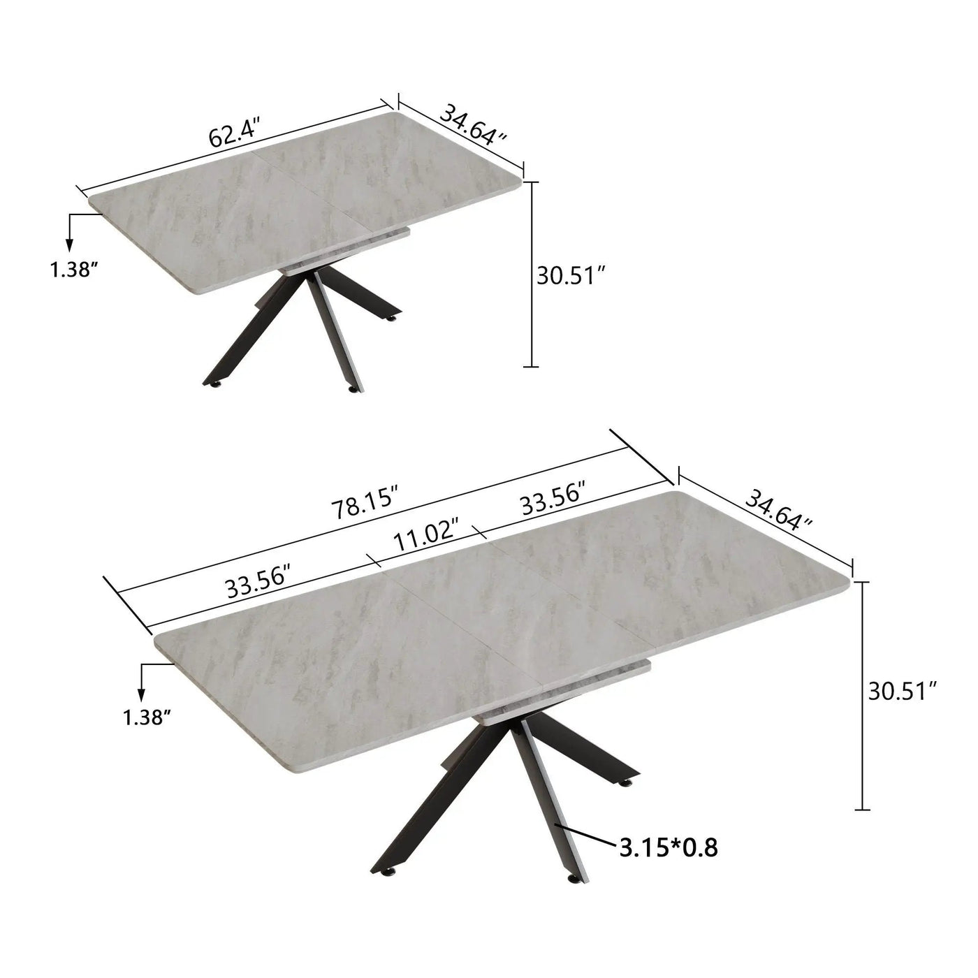 Modern Extendable Dining Table Set With Soft Padded Armless Chairs by HouseOfZazla