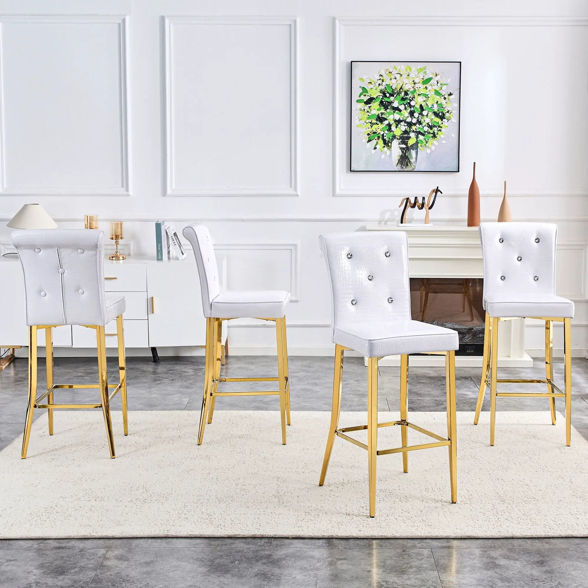 Bar Chairs With Crystal Clasp Design (Set of 2)