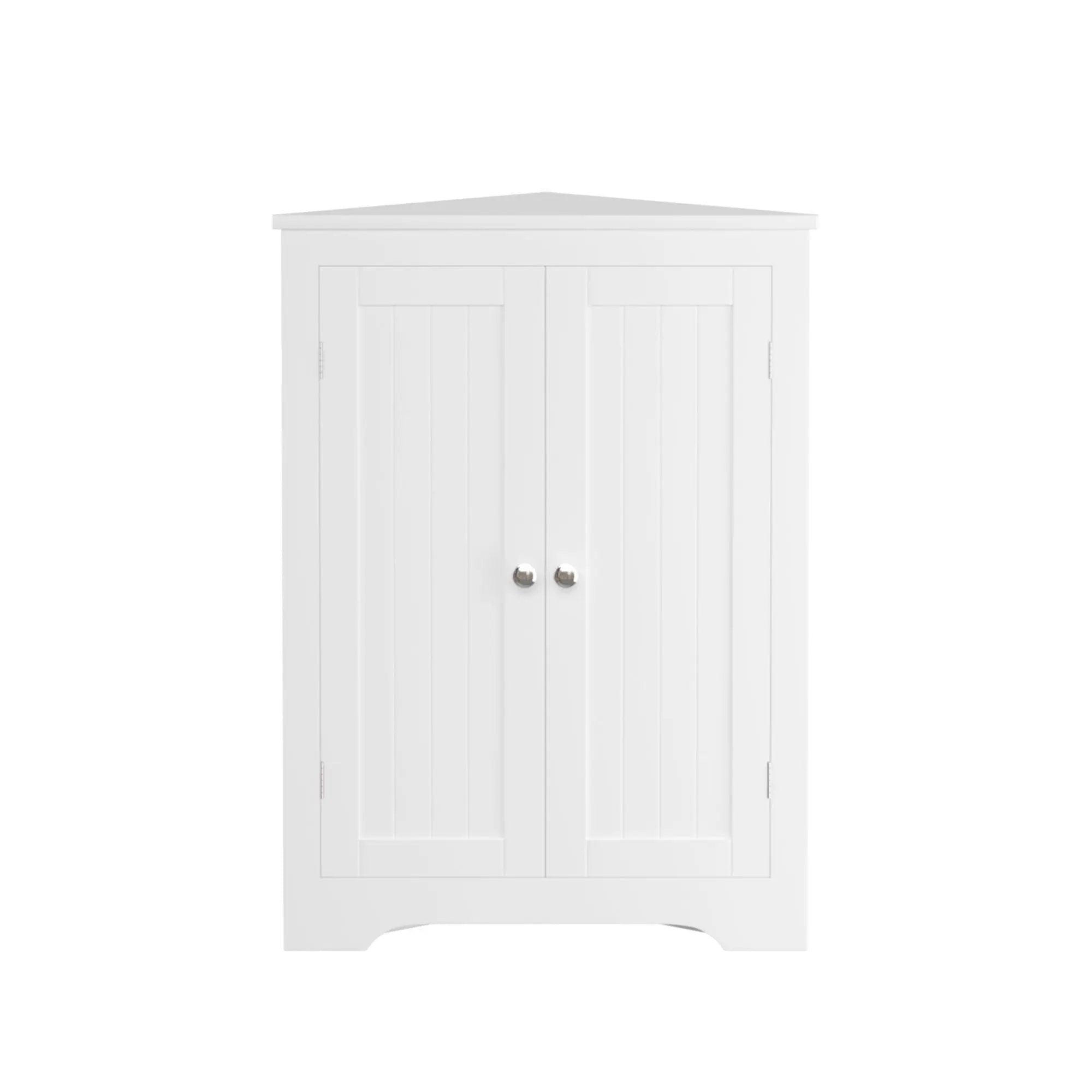 Corner Cabinet With 2 Doors And Adjustable Shelves, Freestanding Narrow Storage Organizer For Bathroom - White by Unique Piece Furniture