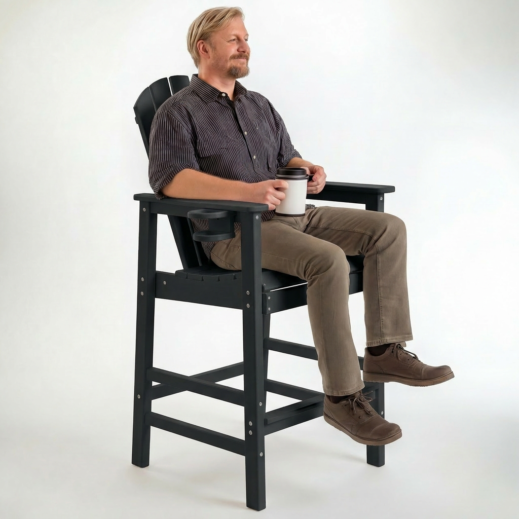 HDPE Bar Height Adirondack Chair with Cup Holder, photo 3 of 10