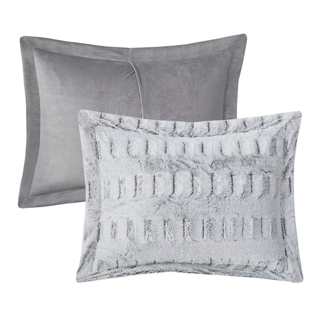 King/Cal King Back Print Long Fur Comforter Mini Set by HouseOfZazla