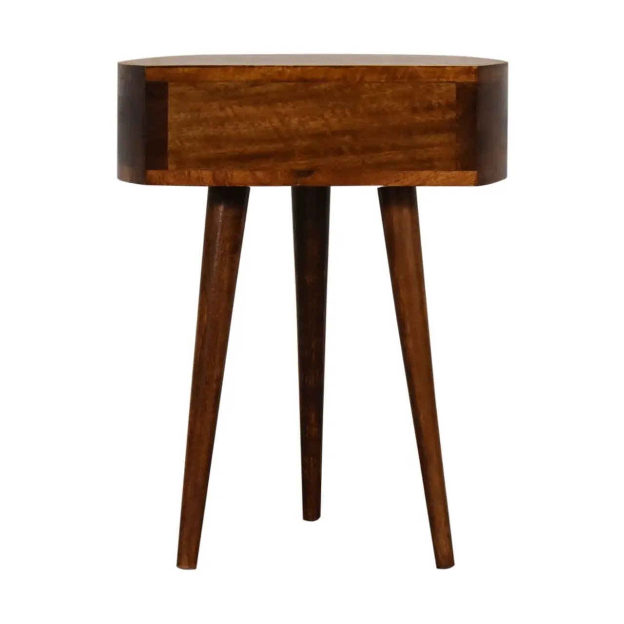 Solid Wood Chestnut Semi Circle Nightstand, 1-Drawer, Nordic Legs by HouseOfZazla