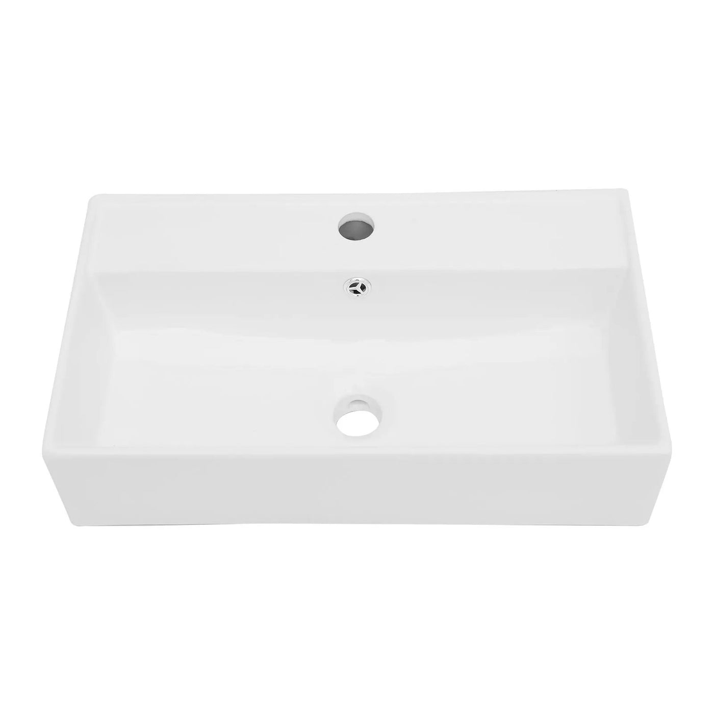 Modern Ceramic Rectangular Wall Mounted Bathroom Sink With Faucet Hole & Overflow by HouseOfZazla