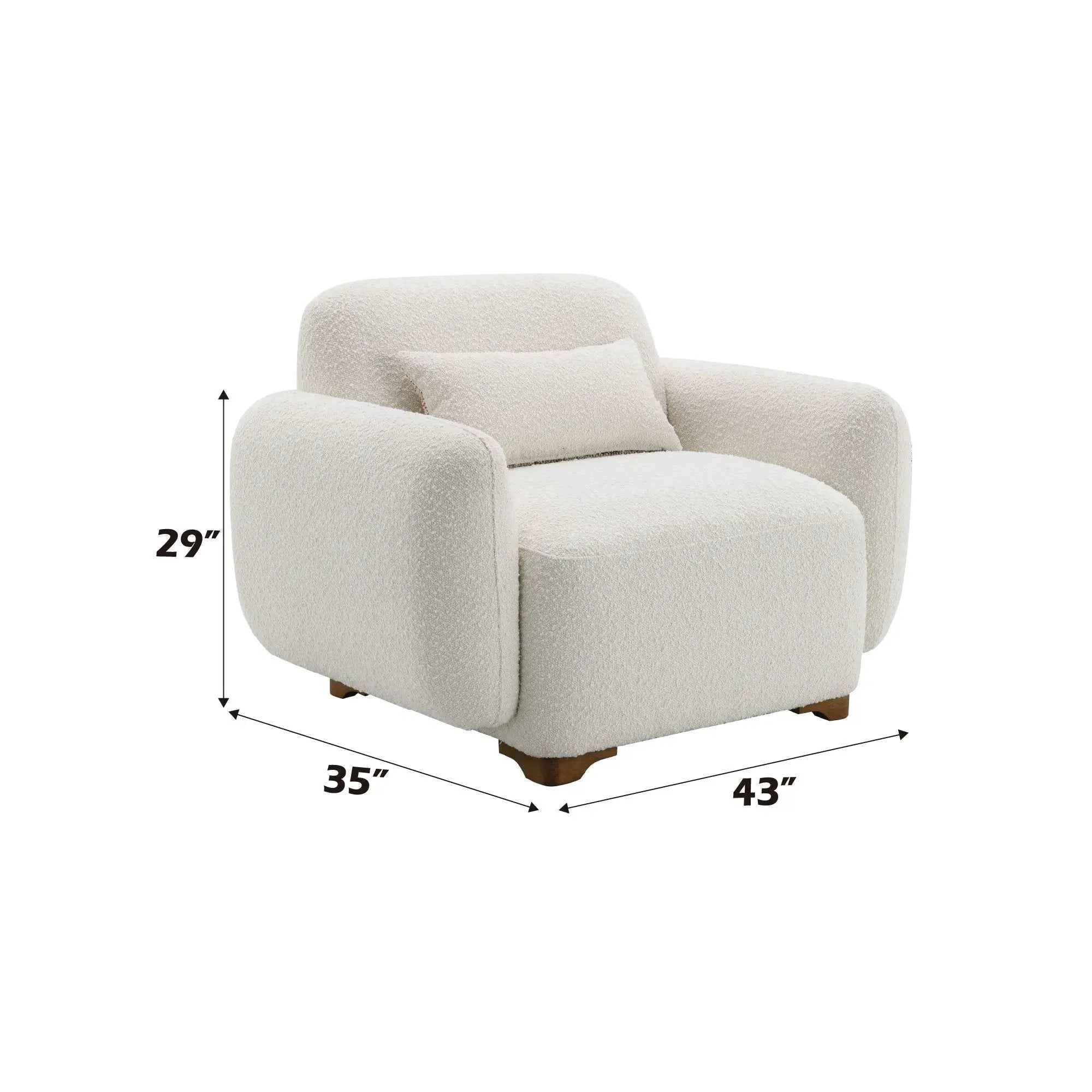Darius - Boucle Accent Chair With 1 Toss Pillow - Beige by HouseOfZazla
