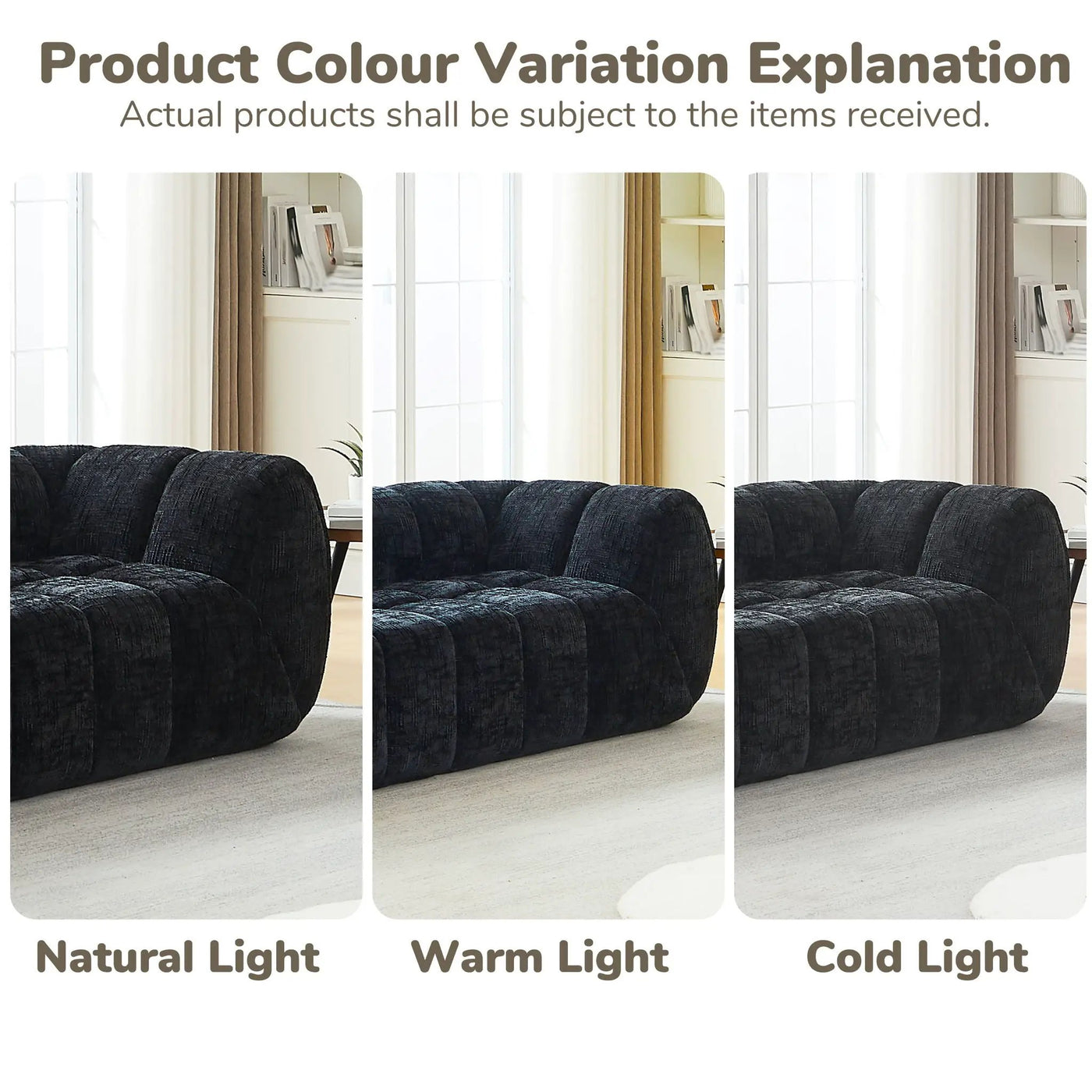Quilted Cloud Sofa With Rounded Armrests And Piano Key Backrest Design by HouseOfZazla