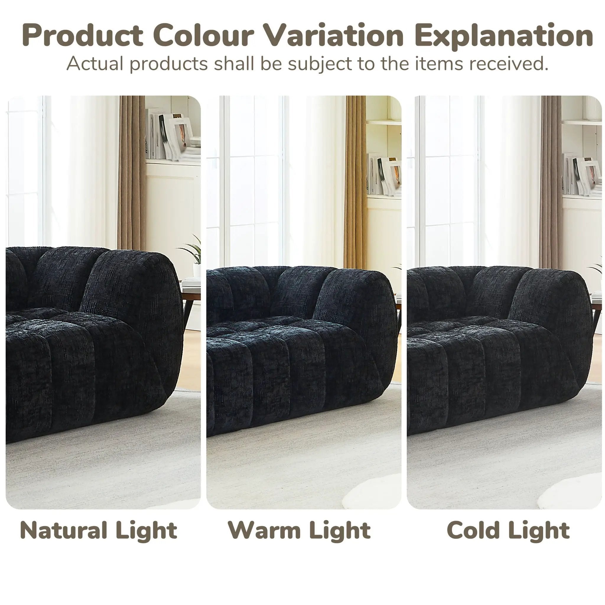 Quilted Cloud Sofa With Rounded Armrests And Piano Key Backrest Design by HouseOfZazla