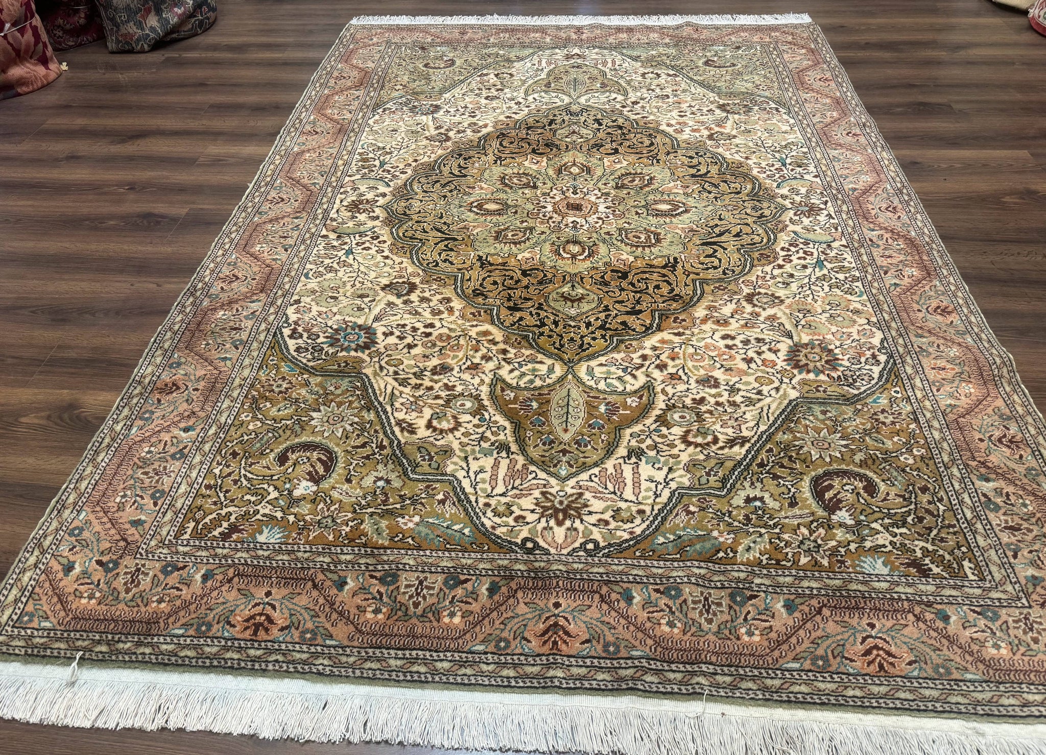 Turkish Sivas Rug 6x9, Floral Medallion, Vintage Handmade Wool Carpet by Jewel Rugs