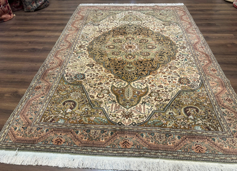 Turkish Sivas Rug 6x9, Floral Medallion, Vintage Handmade Wool Carpet by Jewel Rugs