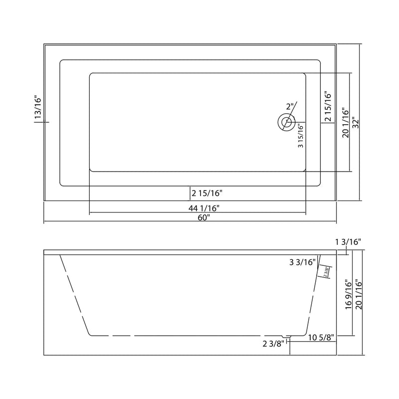 Alcove Soaking Bathtub With Skirt - Back - To - Wall Design - Glossy White by HouseOfZazla