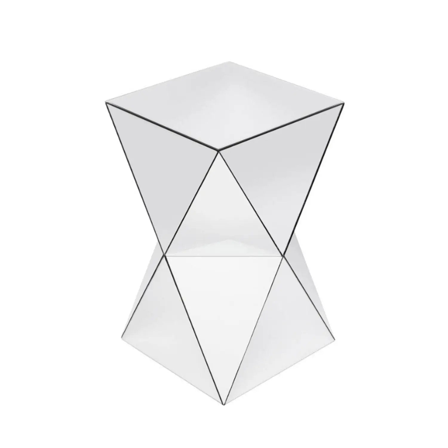 Silver Mirrored Geometric Side Table by HouseOfZazla