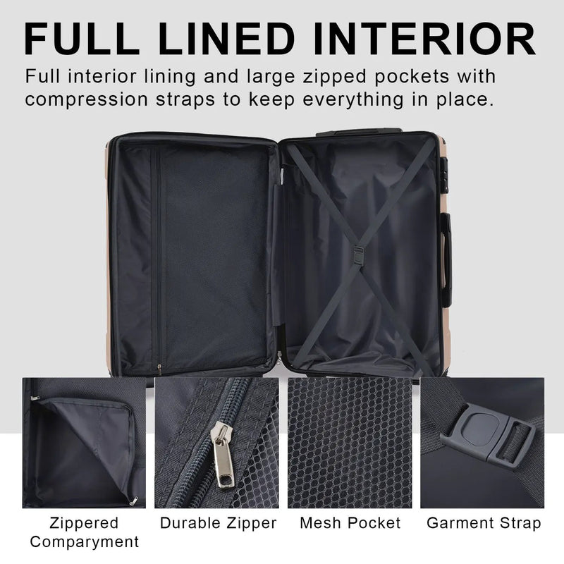 Lightweight Durable ABS Hardshell Luggage - 24 Inch by HouseOfZazla