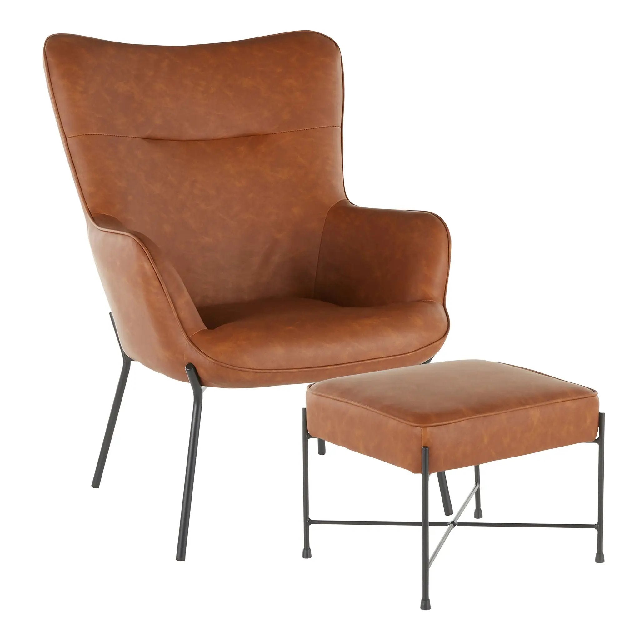 Izzy - Industrial Lounge Chair & Ottoman Set by Unique Piece Furniture