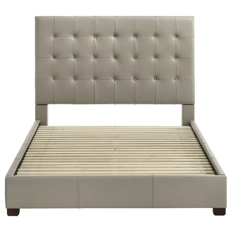 Medley Genuine Leather Queen Panel Platform Bed Tan by Unique Piece Furniture