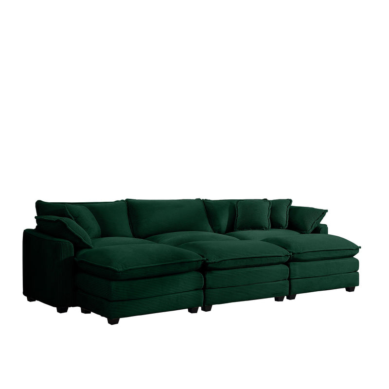 Modern Oversized Modular Cushion Sofa With Ottoman, Low Back, Deep Seating Sofa Set by Unique Piece Furniture