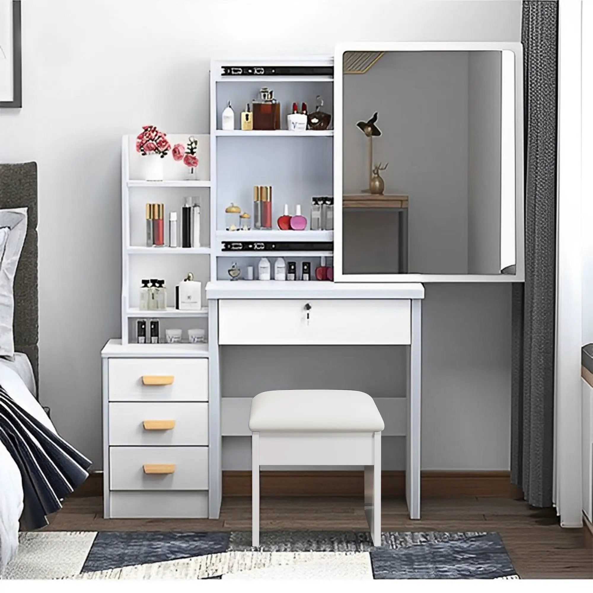 Fashion Vanity Desk with Mirror and Lights by HouseOfZazla